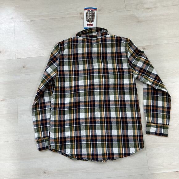 Levi’s Boys Plaid Long Sleeve Button Up Shirt Size Large 10/12 Fleece NEW - Picture 5 of 7